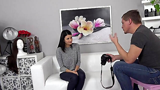 Amazing brunette getting pounded on the casting couch