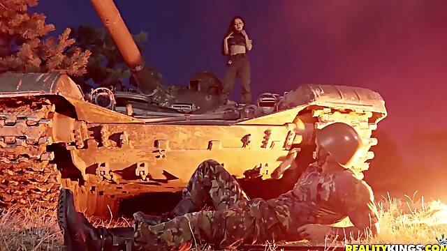 Horny Soldier Fucked After The Battle With Rae Lil Black And Ennio Guardi