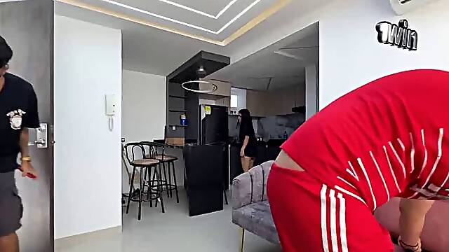 Hot teenager Latina wants to pay rent with a rock-hard oral job while her hubby is out - torrid taboo sex!