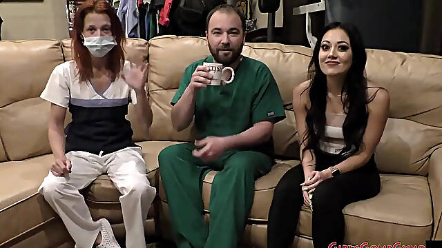 Black-haired Asian cheerleader Blaire Celeste gets a medical fetish exam