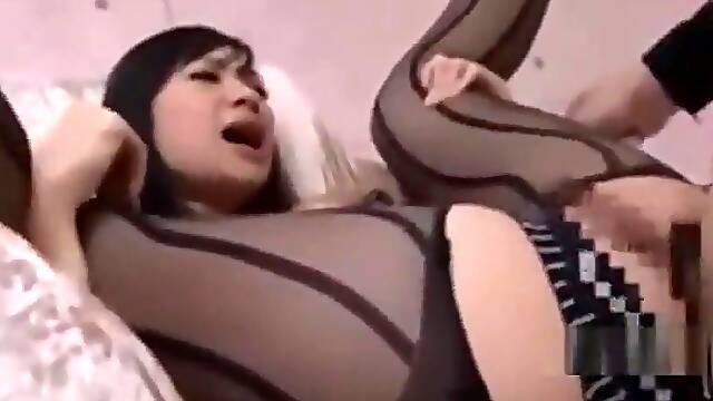Asian girl fucked hard in stockings and high heels