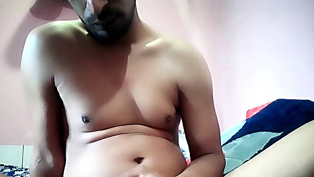 Man wanking rock-hard