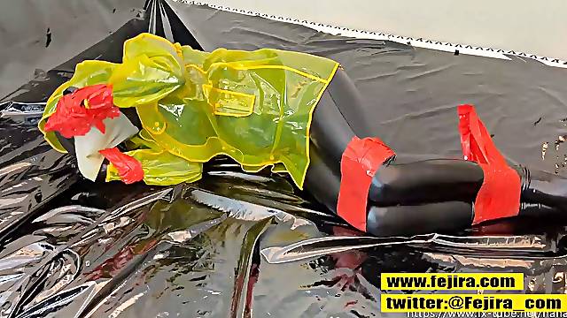 Fejira com Raincoat hogtie bondage and fetish orgasm play