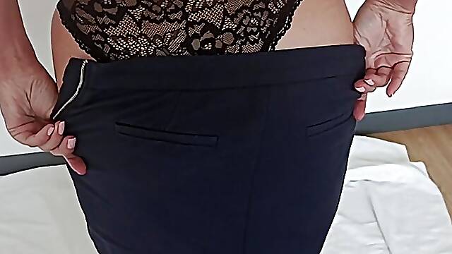 Watch my hot milf wife strip for you on her lunch break and show off her perfect body