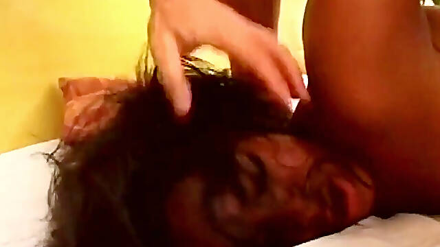 Black hairy pussy with two dick