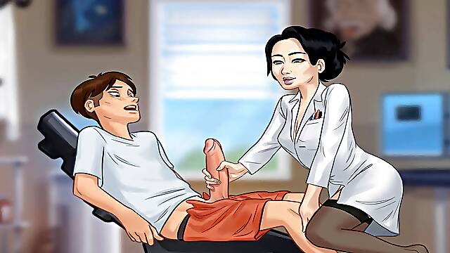 Summertime saga - Asian woman jerk my cock in college