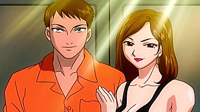 Asian anime video wihth a busty babe getting fucked by two guys